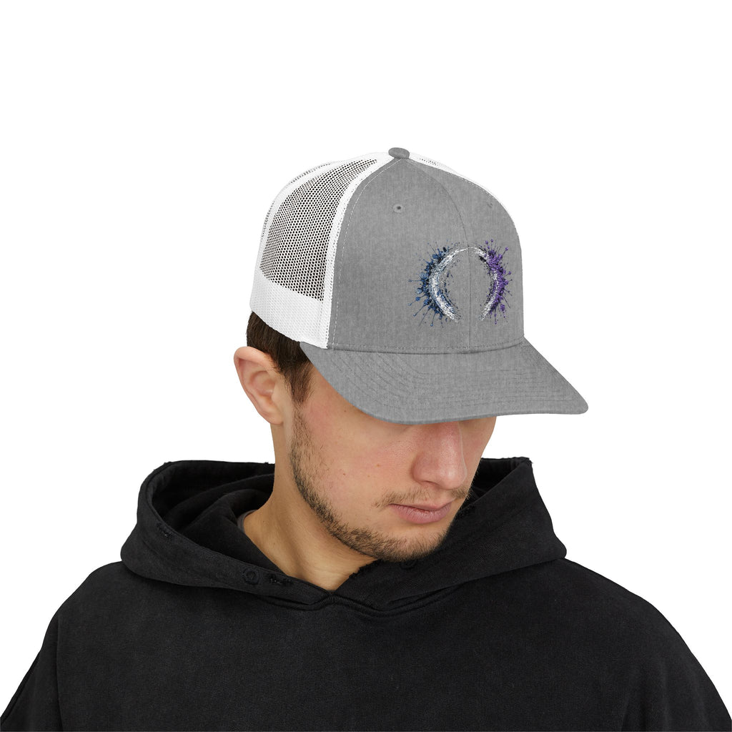Galaxy Crescent Moon Snapback Trucker Cap | Cosmic Night Sky