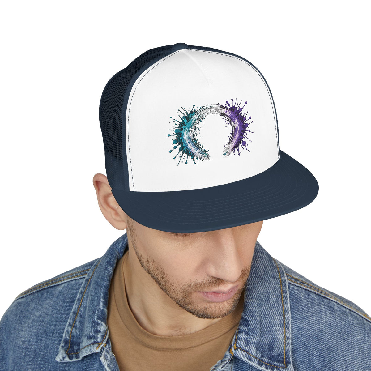 Galaxy Brushstroke Trucker Hat - Cosmic Circle Snapback