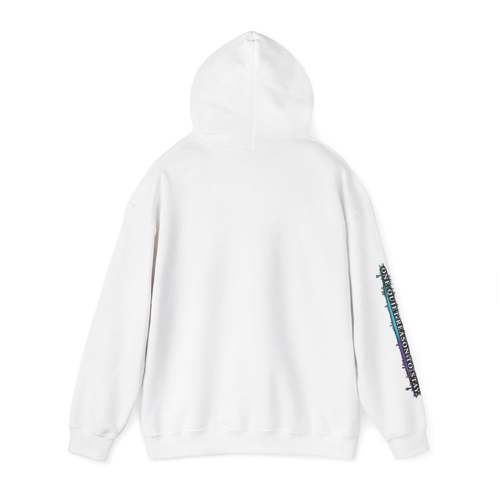 The Night Is Not Verdict hoodie | Grunge circular text design, sleeve print
