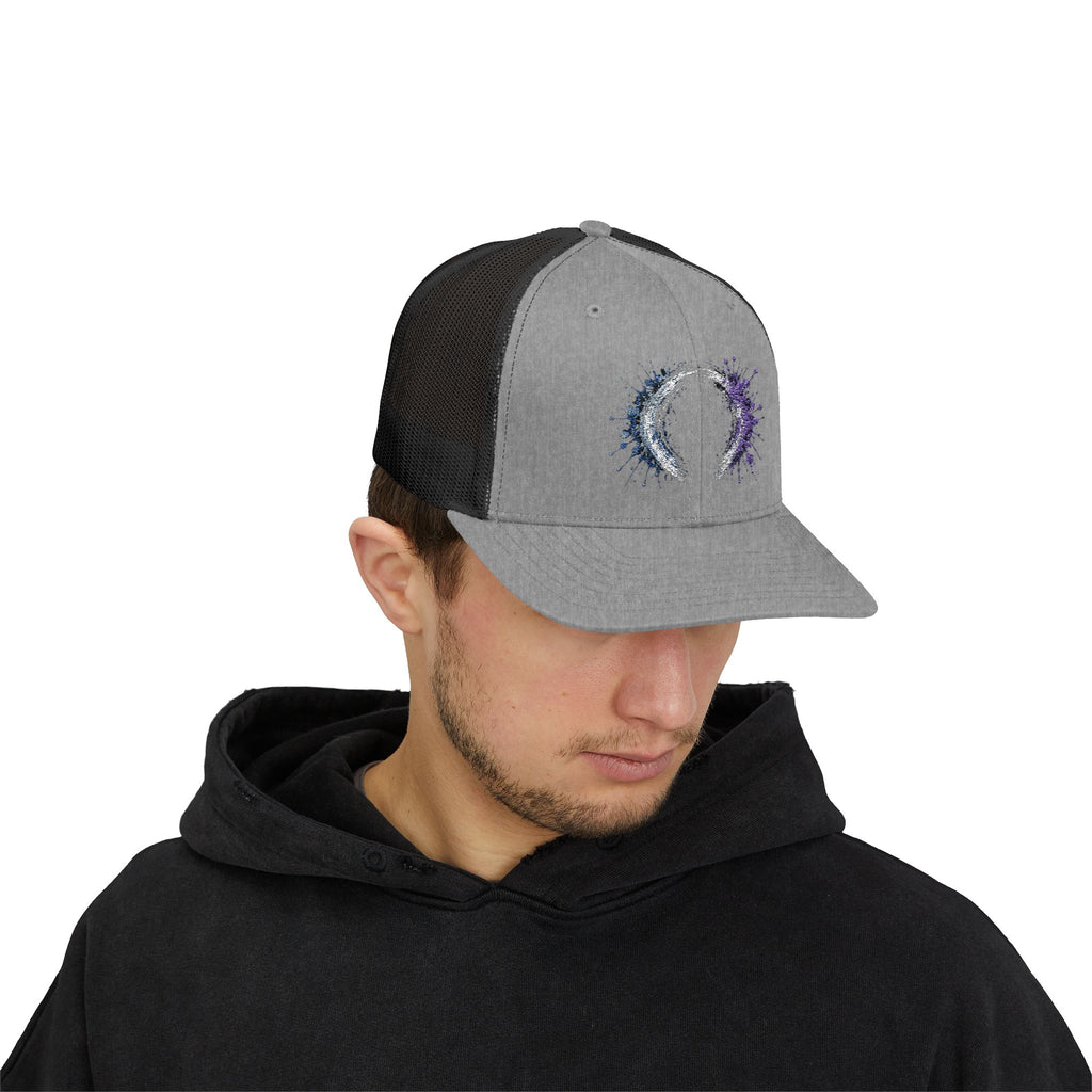 Galaxy Crescent Moon Snapback Trucker Cap | Cosmic Night Sky
