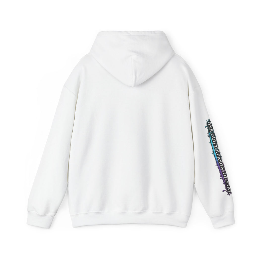 The Night Is Not Verdict hoodie | Grunge circular text design, sleeve print