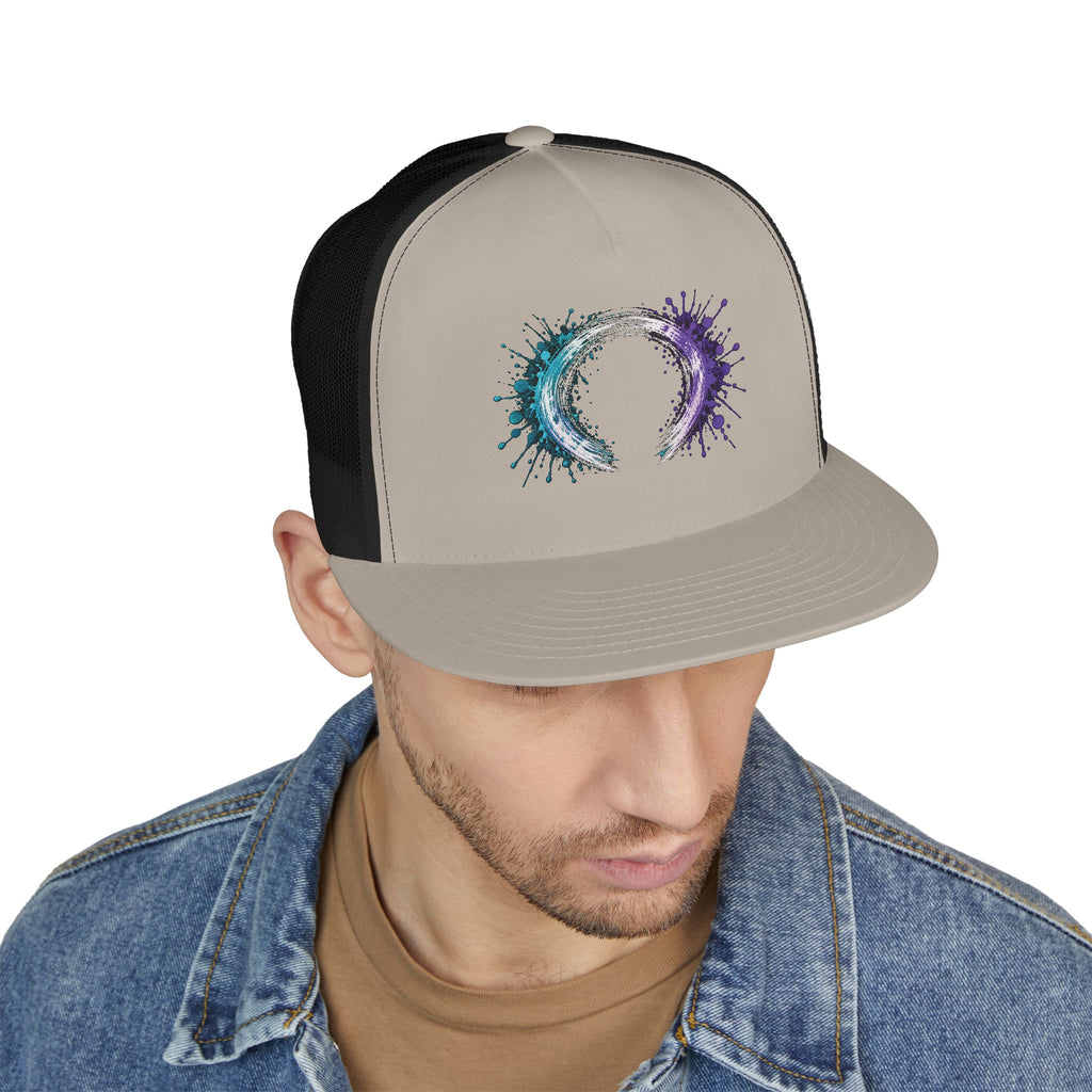 Galaxy Brushstroke Trucker Hat - Cosmic Circle Snapback