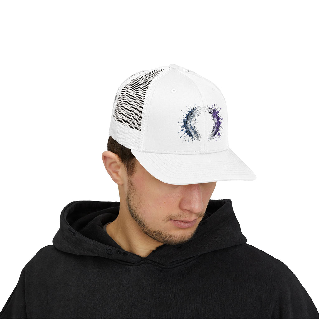 Galaxy Crescent Moon Snapback Trucker Cap | Cosmic Night Sky