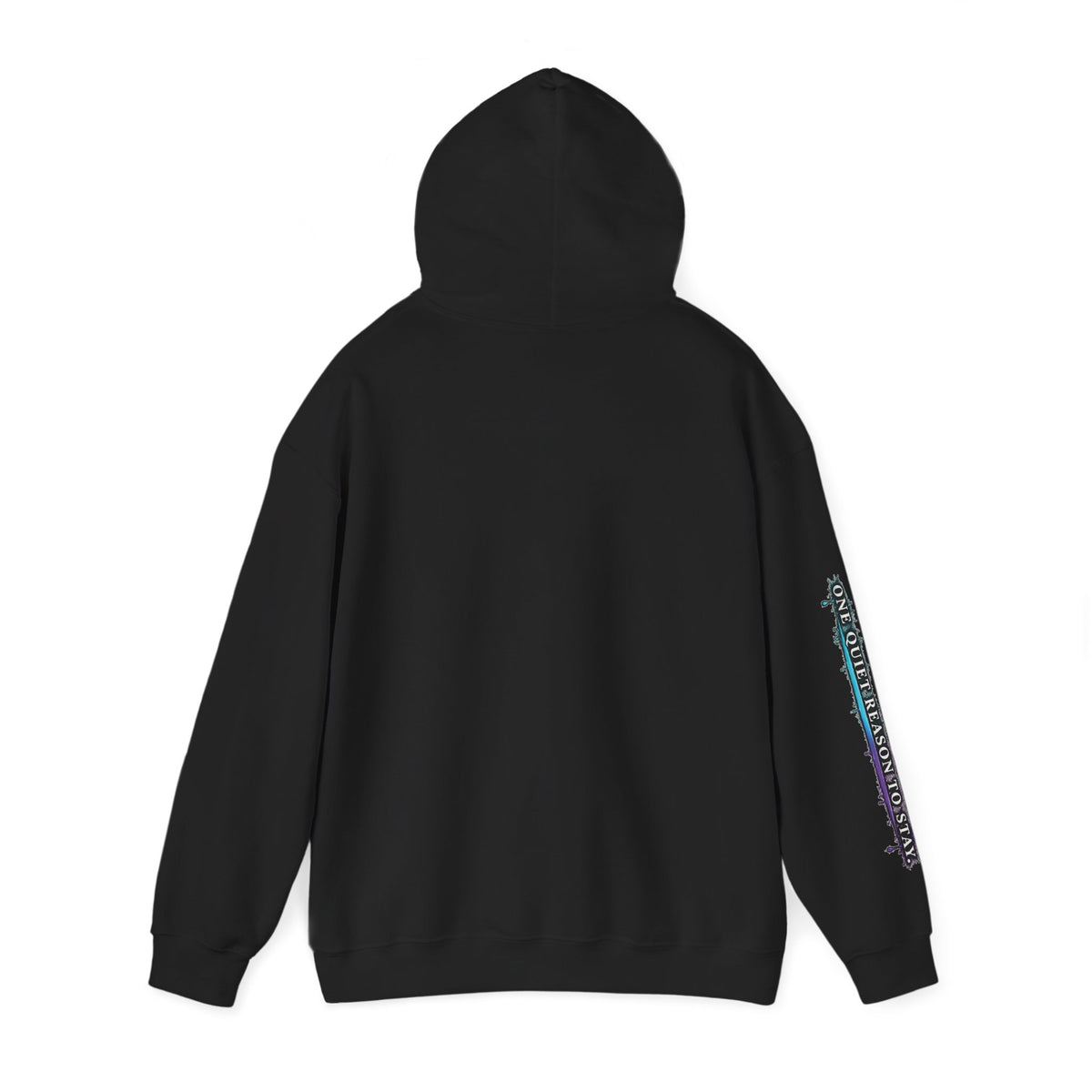 The Night Is Not Verdict hoodie | Grunge circular text design, sleeve print