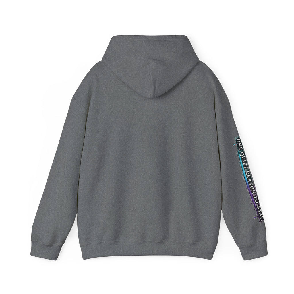 The Night Is Not Verdict hoodie | Grunge circular text design, sleeve print