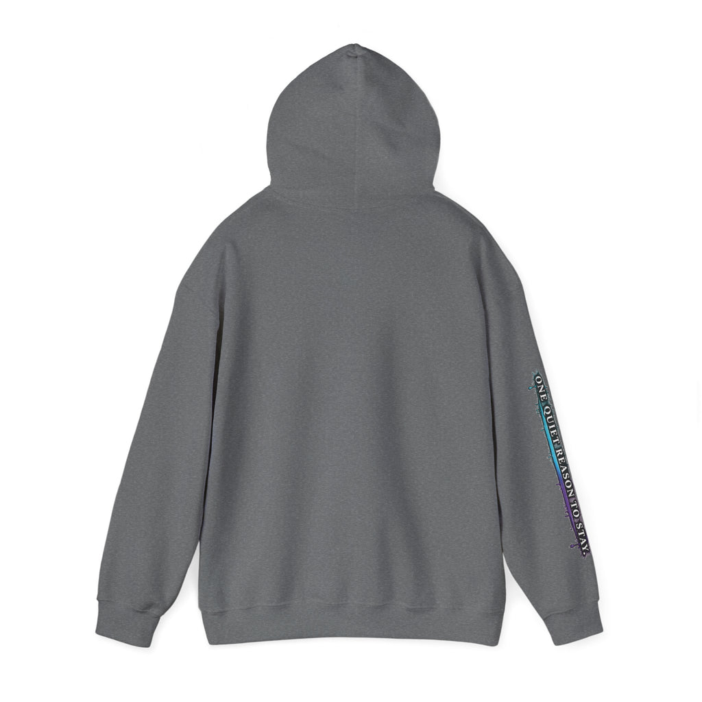 The Night Is Not Verdict hoodie | Grunge circular text design, sleeve print