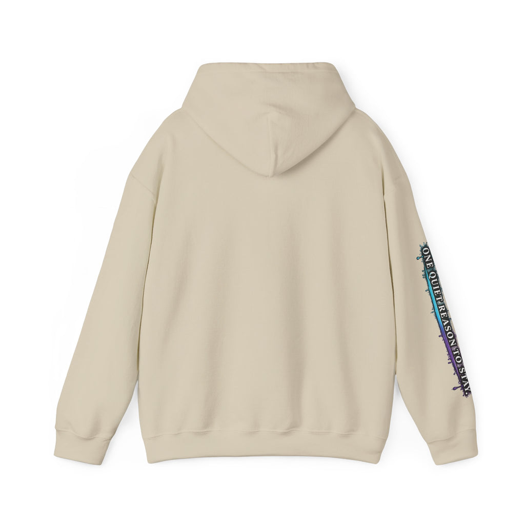 The Night Is Not Verdict hoodie | Grunge circular text design, sleeve print