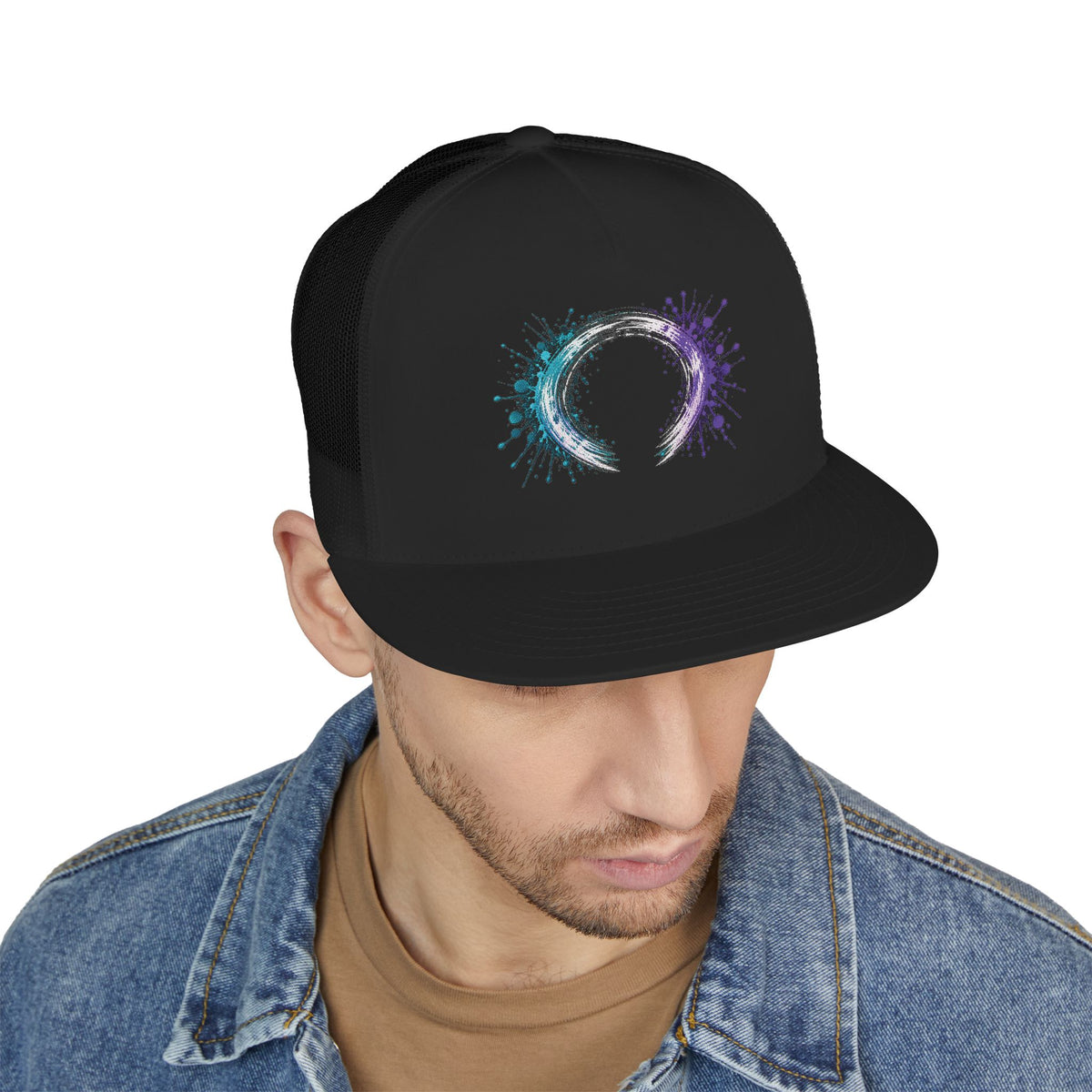 Galaxy Brushstroke Trucker Hat - Cosmic Circle Snapback